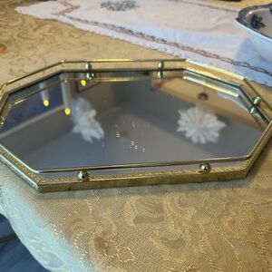 Vanity antique mirror Tray Platter
